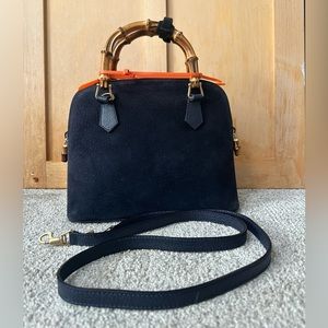 ❌SOLD❌  Authentic Gucci Bamboo 2-way - Suede Navy